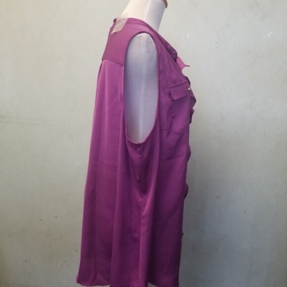 NWOT Lane Bryant purple ruffled sleeveless top women size 22 (P23) - Picture 3 of 4